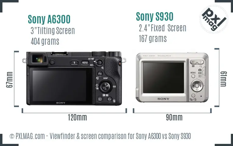 Sony A6300 vs Sony S930 Screen and Viewfinder comparison