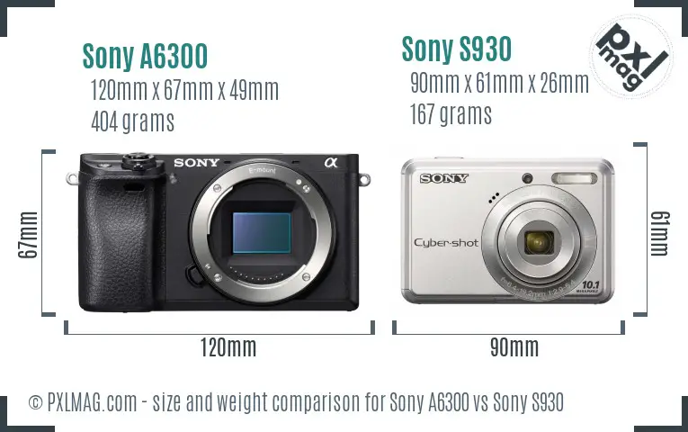 Sony A6300 vs Sony S930 size comparison