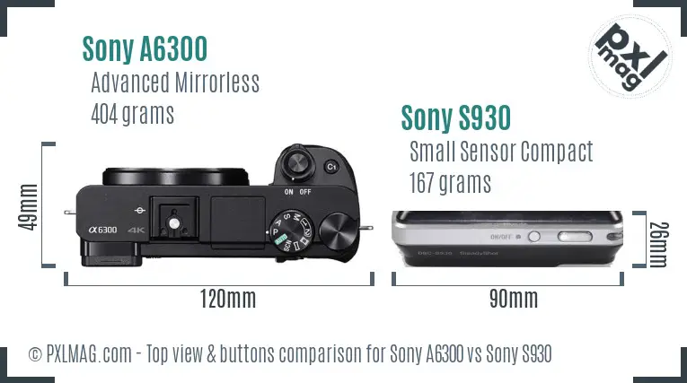 Sony A6300 vs Sony S930 top view buttons comparison