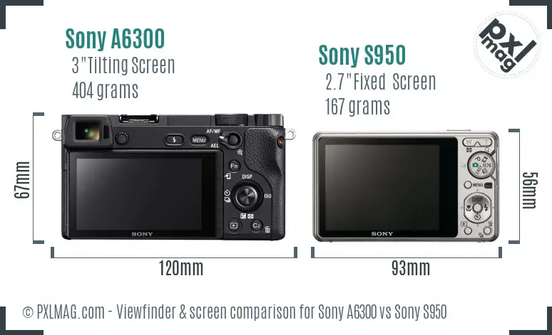 Sony A6300 vs Sony S950 Screen and Viewfinder comparison
