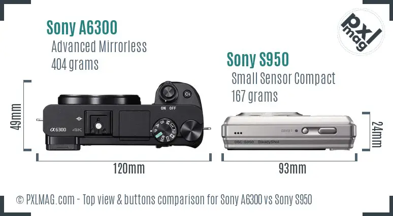 Sony A6300 vs Sony S950 top view buttons comparison