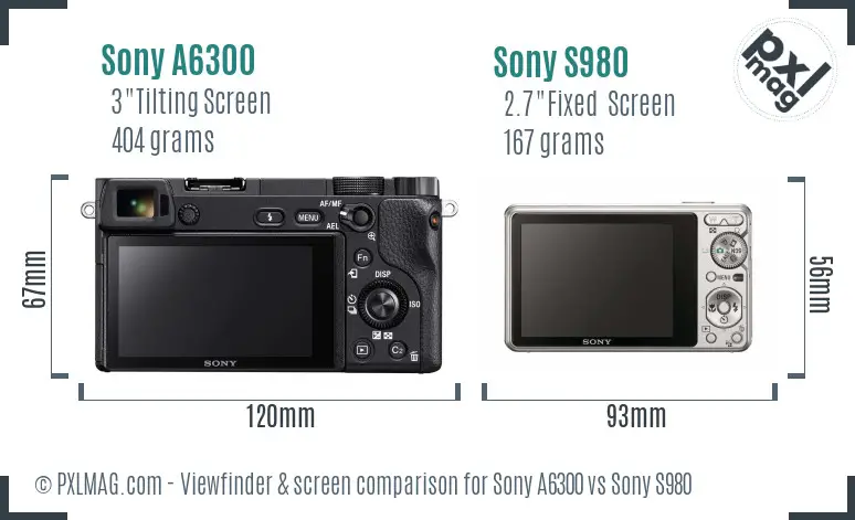 Sony A6300 vs Sony S980 Screen and Viewfinder comparison