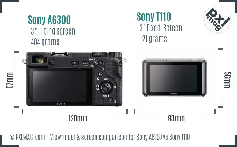 Sony A6300 vs Sony T110 Screen and Viewfinder comparison