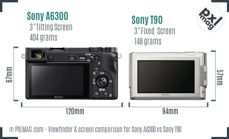 Sony A6300 vs Sony T90 Screen and Viewfinder comparison