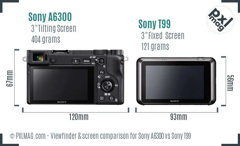 Sony A6300 vs Sony T99 Screen and Viewfinder comparison