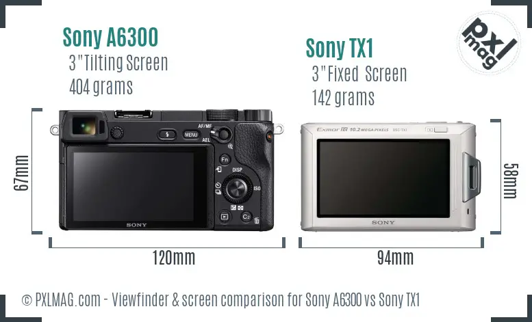 Sony A6300 vs Sony TX1 Screen and Viewfinder comparison