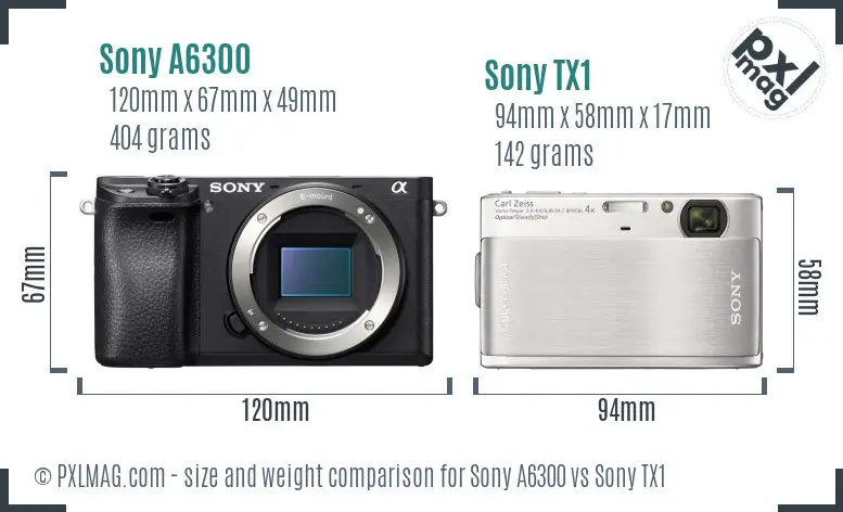 Sony A6300 vs Sony TX1 size comparison