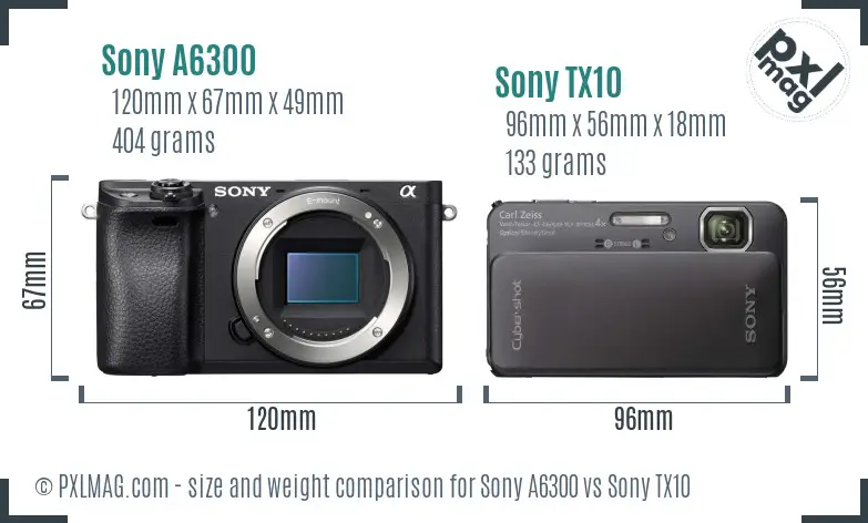 Sony A6300 vs Sony TX10 size comparison