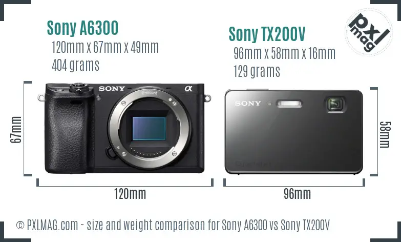 Sony A6300 vs Sony TX200V size comparison