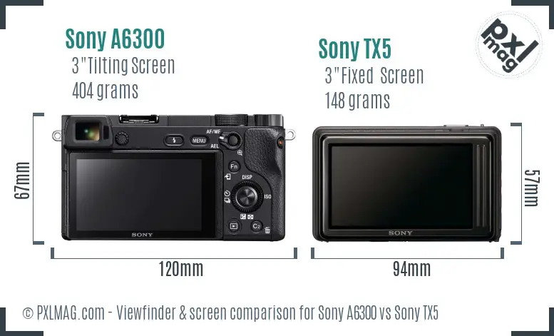 Sony A6300 vs Sony TX5 Screen and Viewfinder comparison