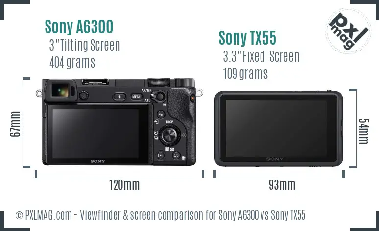 Sony A6300 vs Sony TX55 Screen and Viewfinder comparison