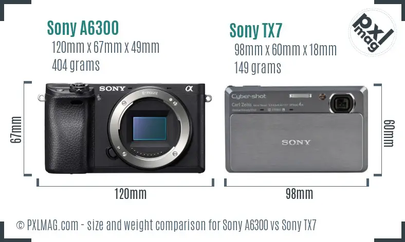 Sony A6300 vs Sony TX7 size comparison