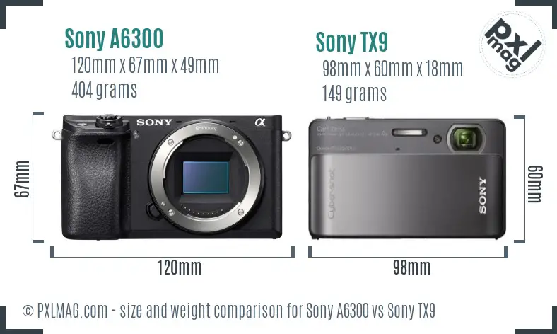 Sony A6300 vs Sony TX9 size comparison
