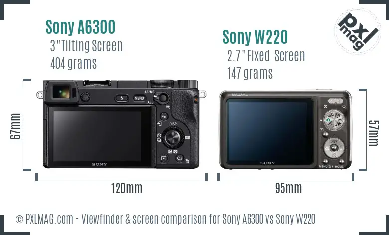Sony A6300 vs Sony W220 Screen and Viewfinder comparison