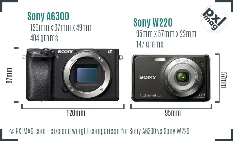 Sony A6300 vs Sony W220 size comparison