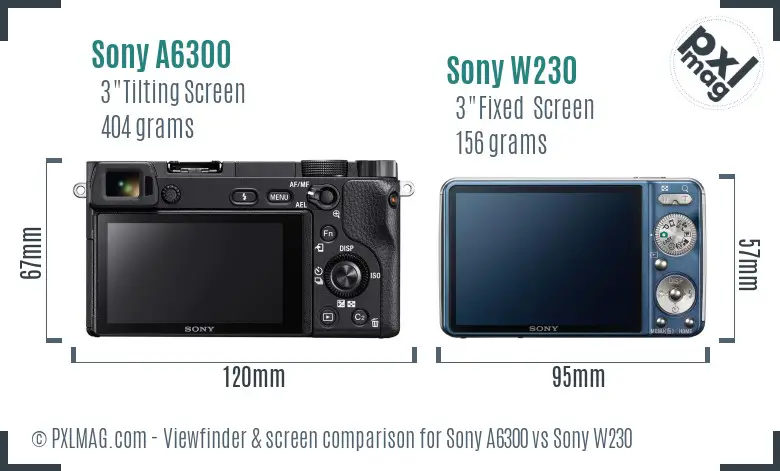Sony A6300 vs Sony W230 Screen and Viewfinder comparison