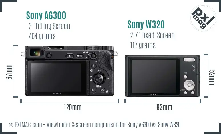 Sony A6300 vs Sony W320 Screen and Viewfinder comparison