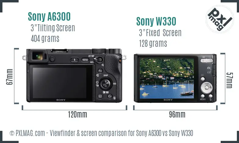 Sony A6300 vs Sony W330 Screen and Viewfinder comparison
