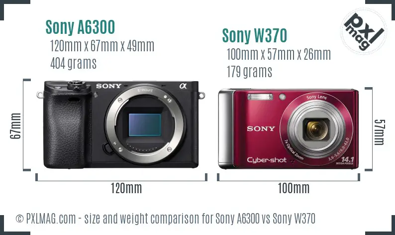 Sony A6300 vs Sony W370 size comparison