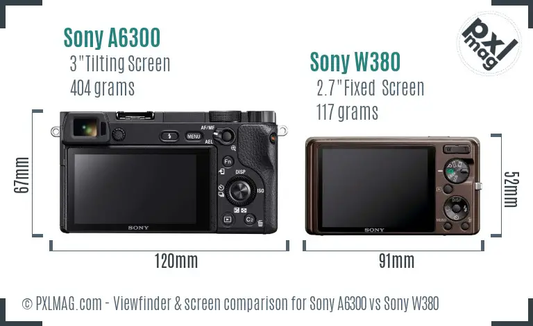 Sony A6300 vs Sony W380 Screen and Viewfinder comparison