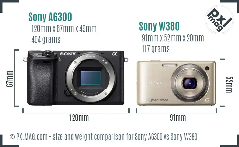 Sony A6300 vs Sony W380 size comparison