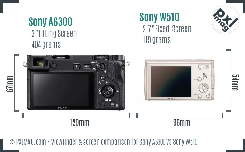 Sony A6300 vs Sony W510 Screen and Viewfinder comparison