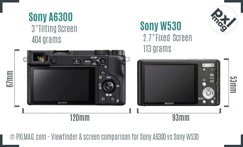 Sony A6300 vs Sony W530 Screen and Viewfinder comparison
