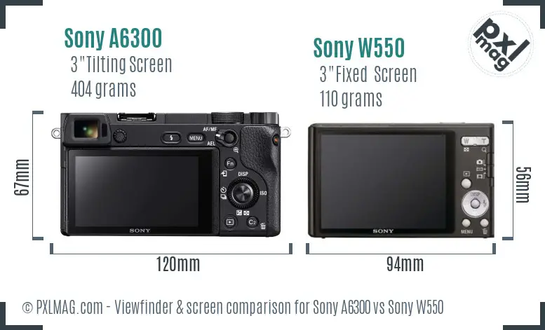 Sony A6300 vs Sony W550 Screen and Viewfinder comparison