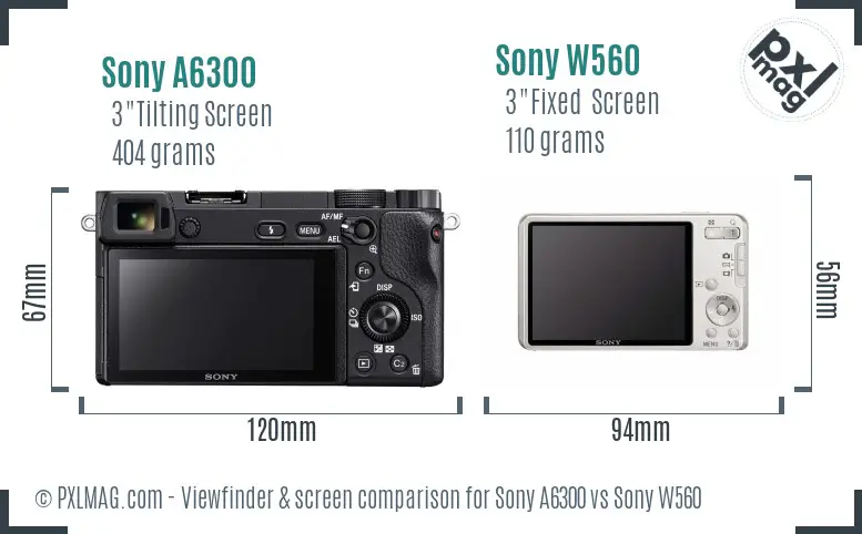Sony A6300 vs Sony W560 Screen and Viewfinder comparison