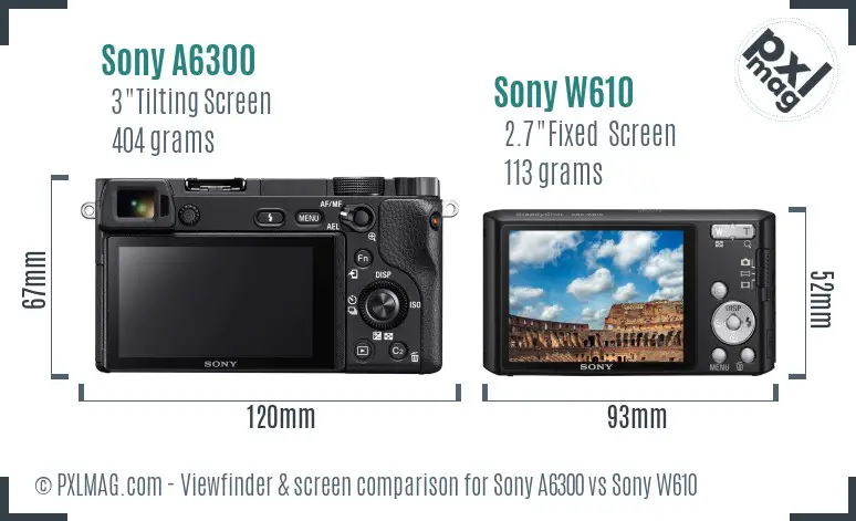 Sony A6300 vs Sony W610 Screen and Viewfinder comparison