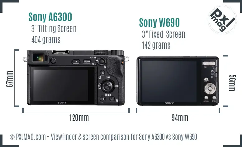 Sony A6300 vs Sony W690 Screen and Viewfinder comparison