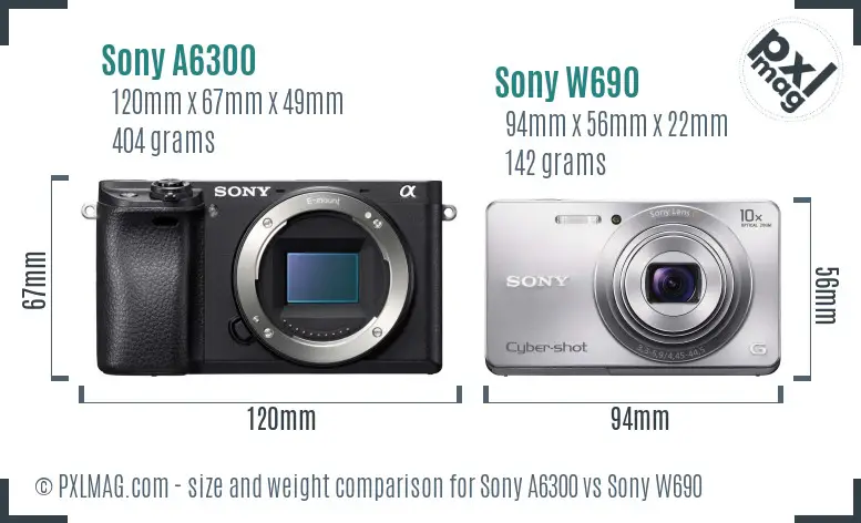 Sony A6300 vs Sony W690 size comparison