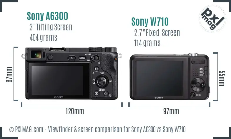 Sony A6300 vs Sony W710 Screen and Viewfinder comparison