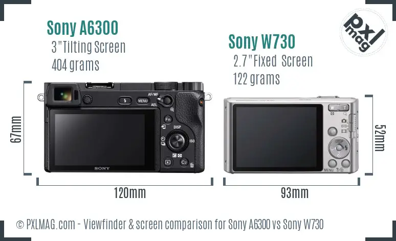 Sony A6300 vs Sony W730 Screen and Viewfinder comparison