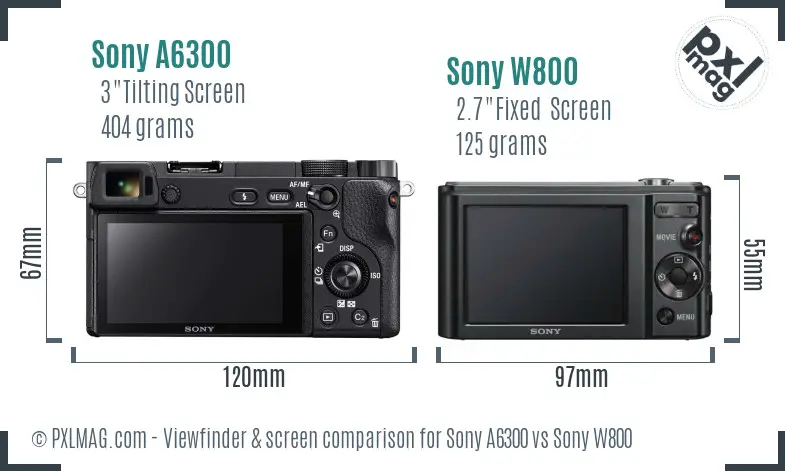 Sony A6300 vs Sony W800 Screen and Viewfinder comparison