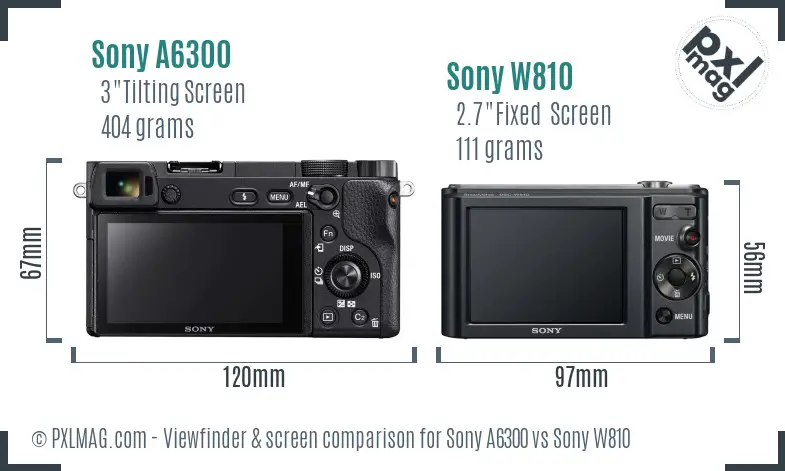 Sony A6300 vs Sony W810 Screen and Viewfinder comparison