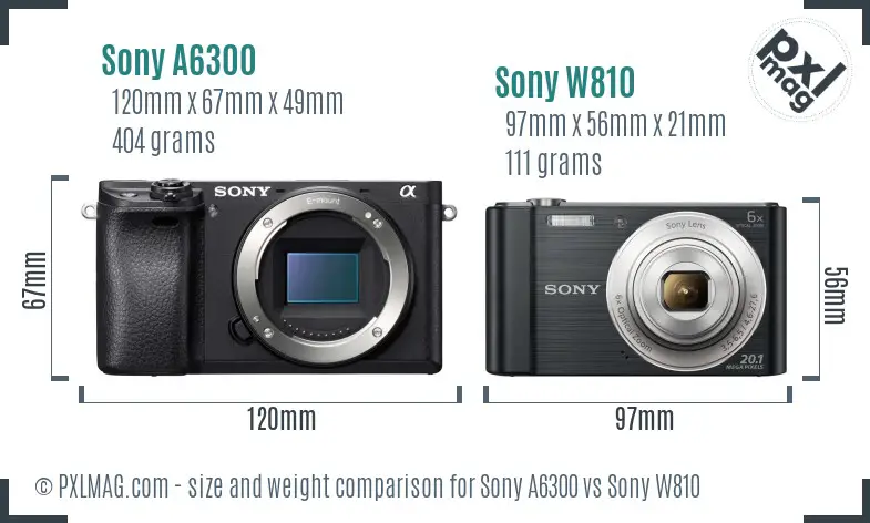 Sony A6300 vs Sony W810 size comparison