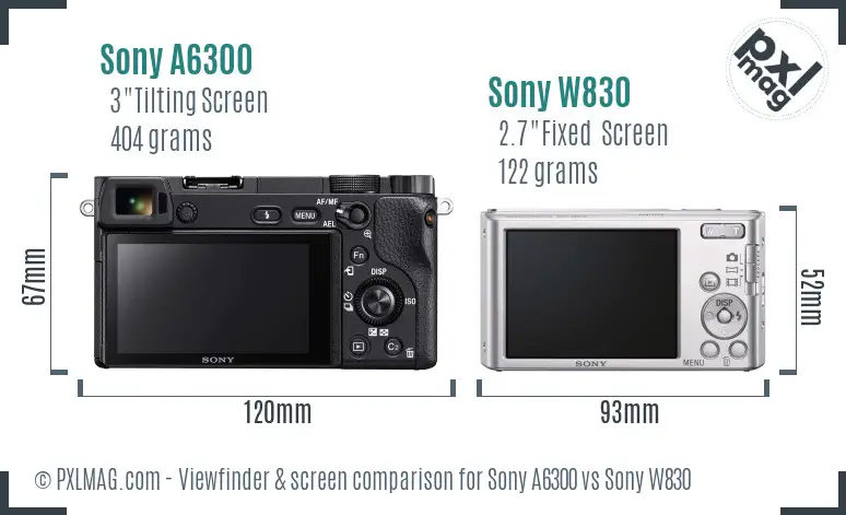 Sony A6300 vs Sony W830 Screen and Viewfinder comparison