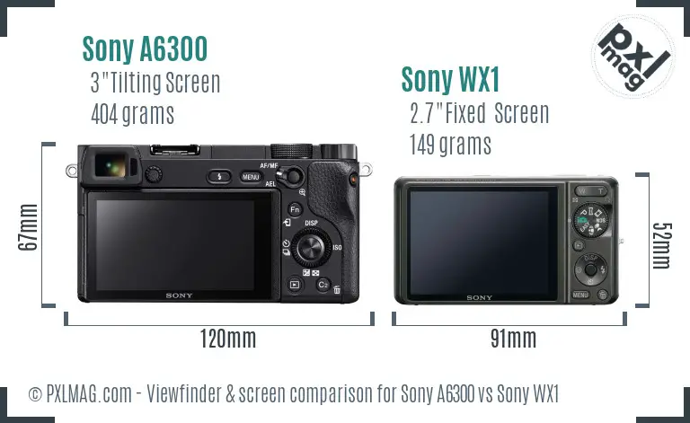 Sony A6300 vs Sony WX1 Screen and Viewfinder comparison
