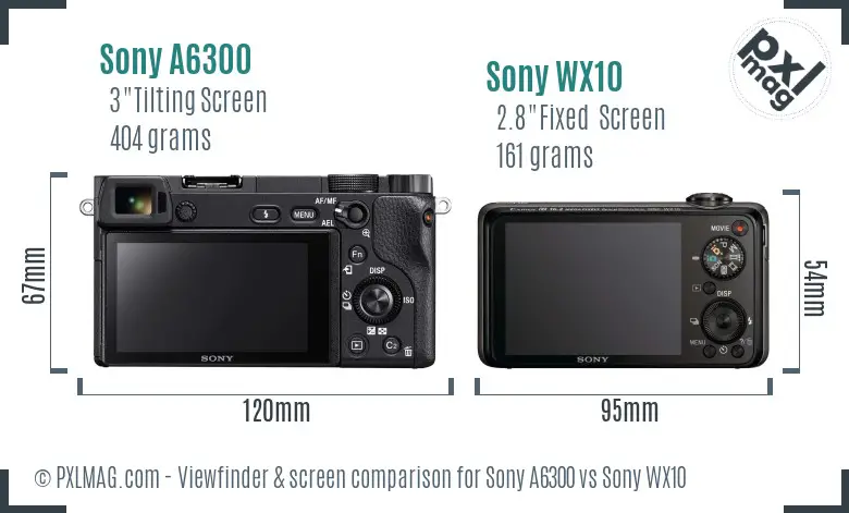 Sony A6300 vs Sony WX10 Screen and Viewfinder comparison