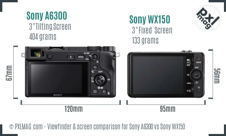 Sony A6300 vs Sony WX150 Screen and Viewfinder comparison