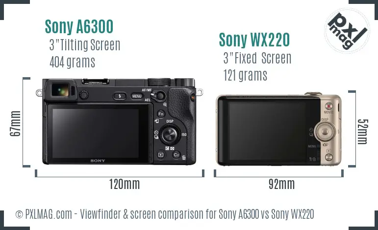 Sony A6300 vs Sony WX220 Screen and Viewfinder comparison