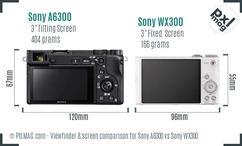 Sony A6300 vs Sony WX300 Screen and Viewfinder comparison