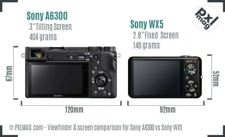 Sony A6300 vs Sony WX5 Screen and Viewfinder comparison