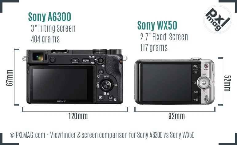 Sony A6300 vs Sony WX50 Screen and Viewfinder comparison