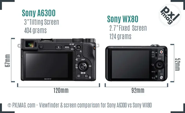 Sony A6300 vs Sony WX80 Screen and Viewfinder comparison