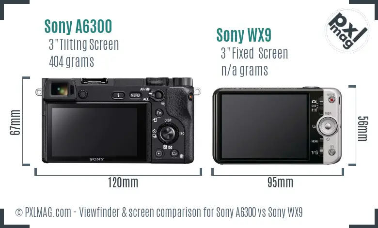 Sony A6300 vs Sony WX9 Screen and Viewfinder comparison