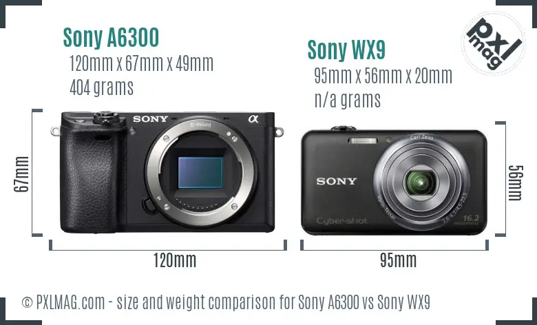 Sony A6300 vs Sony WX9 size comparison