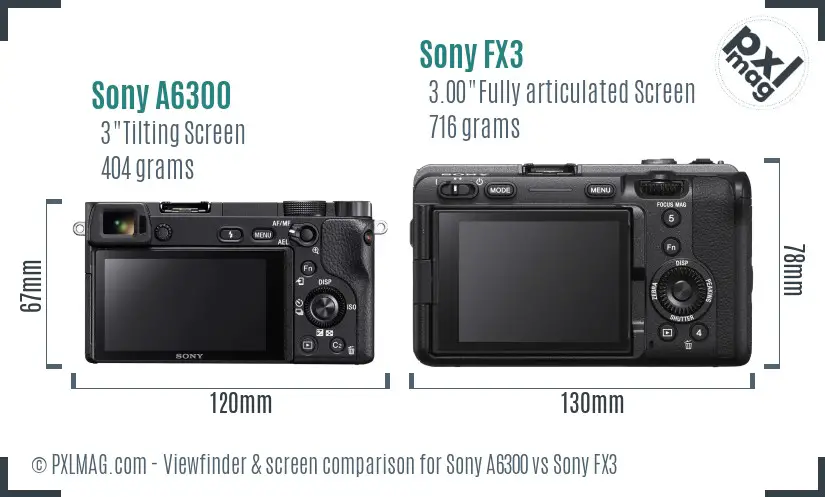 Sony A6300 vs Sony FX3 Screen and Viewfinder comparison