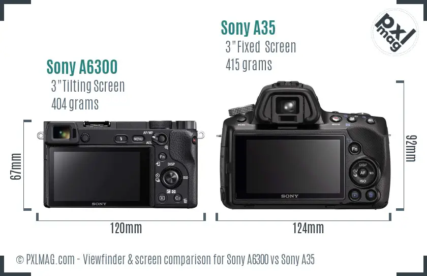 Sony A6300 vs Sony A35 Screen and Viewfinder comparison